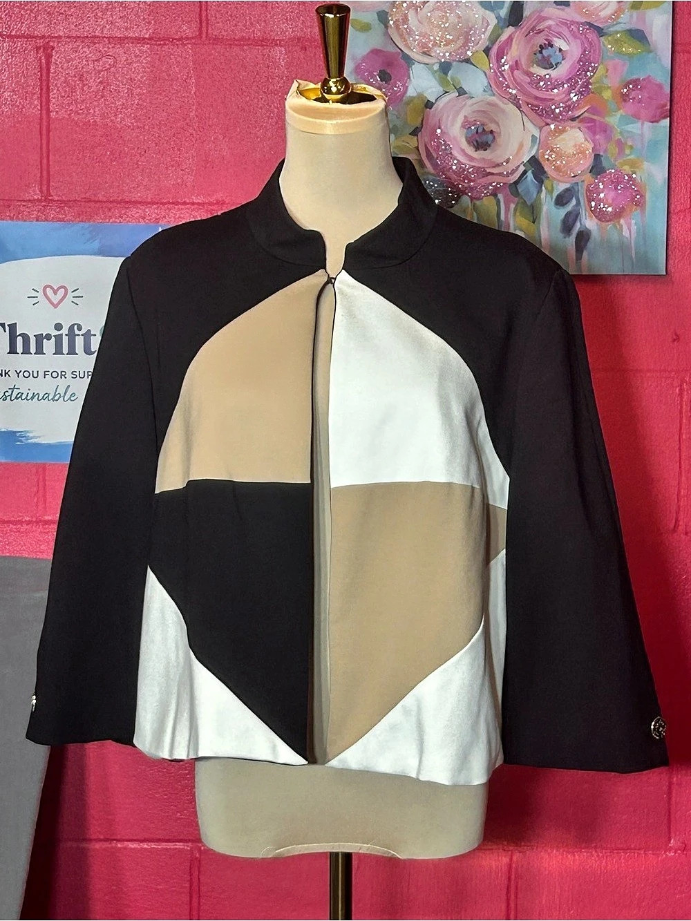 CINOS Geometric Color Block Jacket Size 2 - Picture 2 of 10